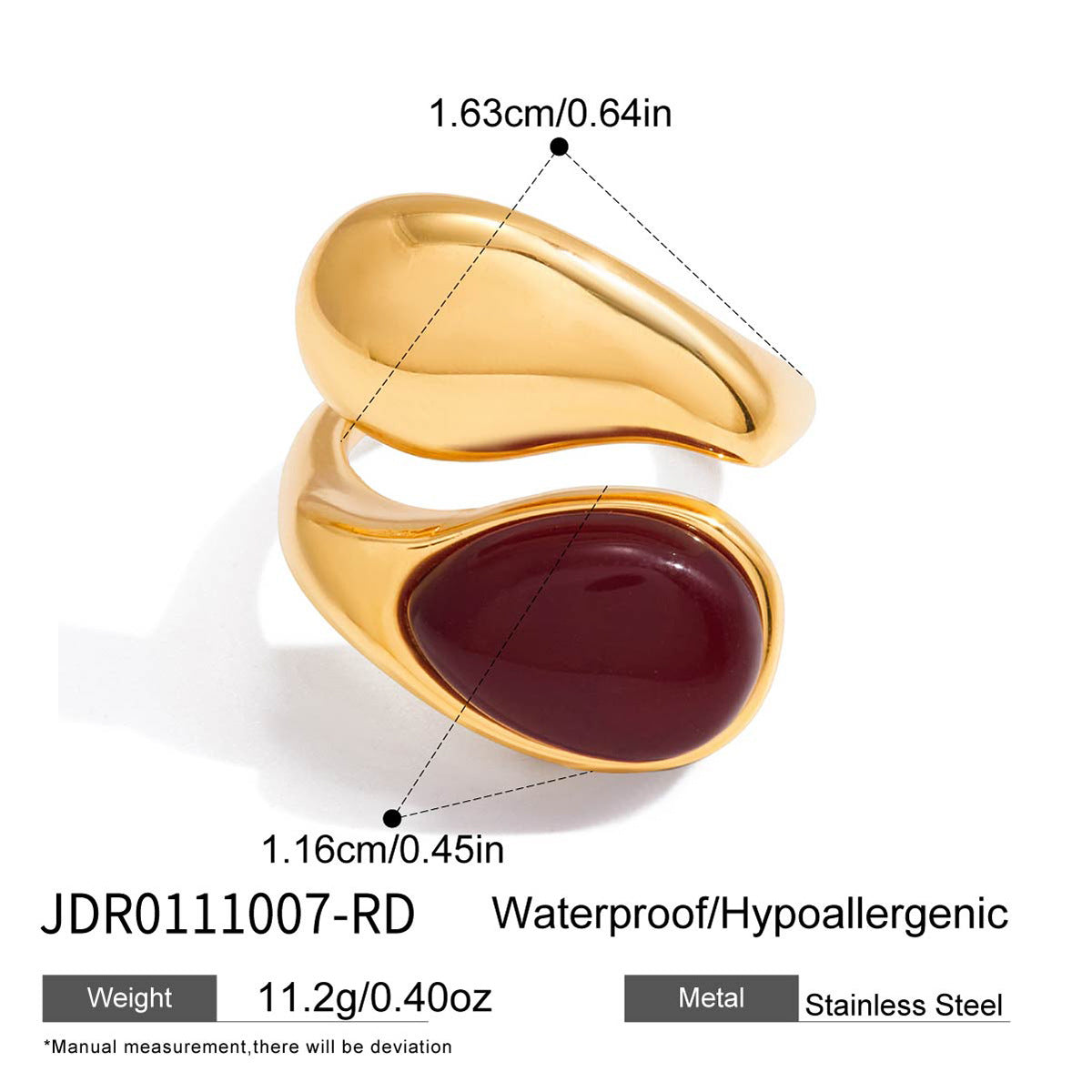 Anello geometrico in acciaio inossidabile con placcatura in oro PVD per donne Accessorio di moda di lusso minimalista