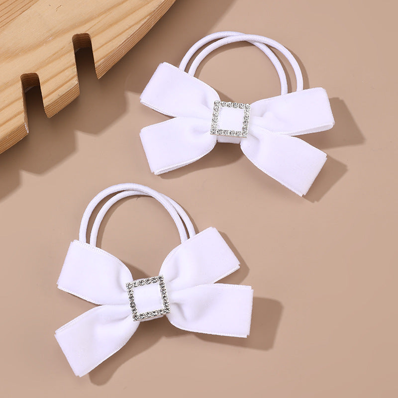 Minimalist Cartoon Bow-Shaped Fabric Hair Tie for Kids with Macaron Color Accents