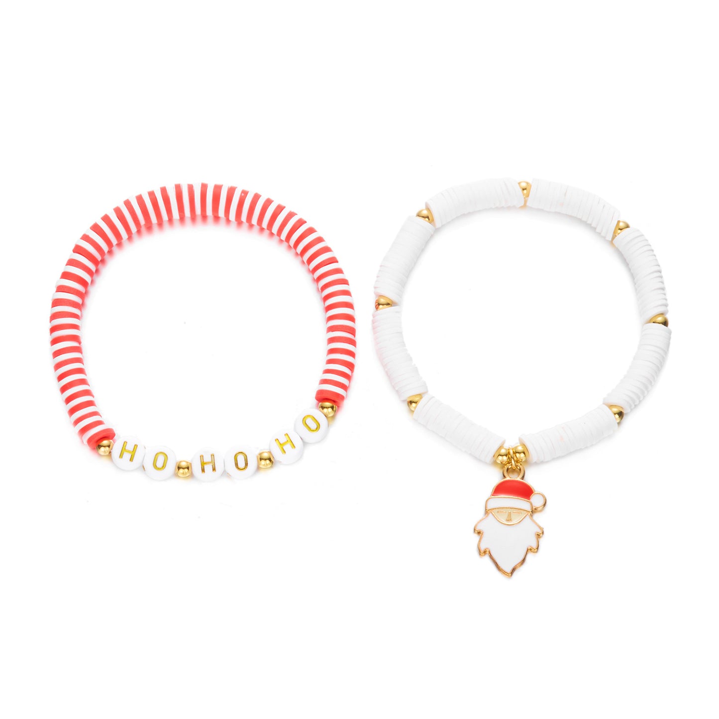 Christmas-Themed Handcrafted Alloy Bracelet Set with Snowflake Santa Tree Bell and Wreath Beads for Women