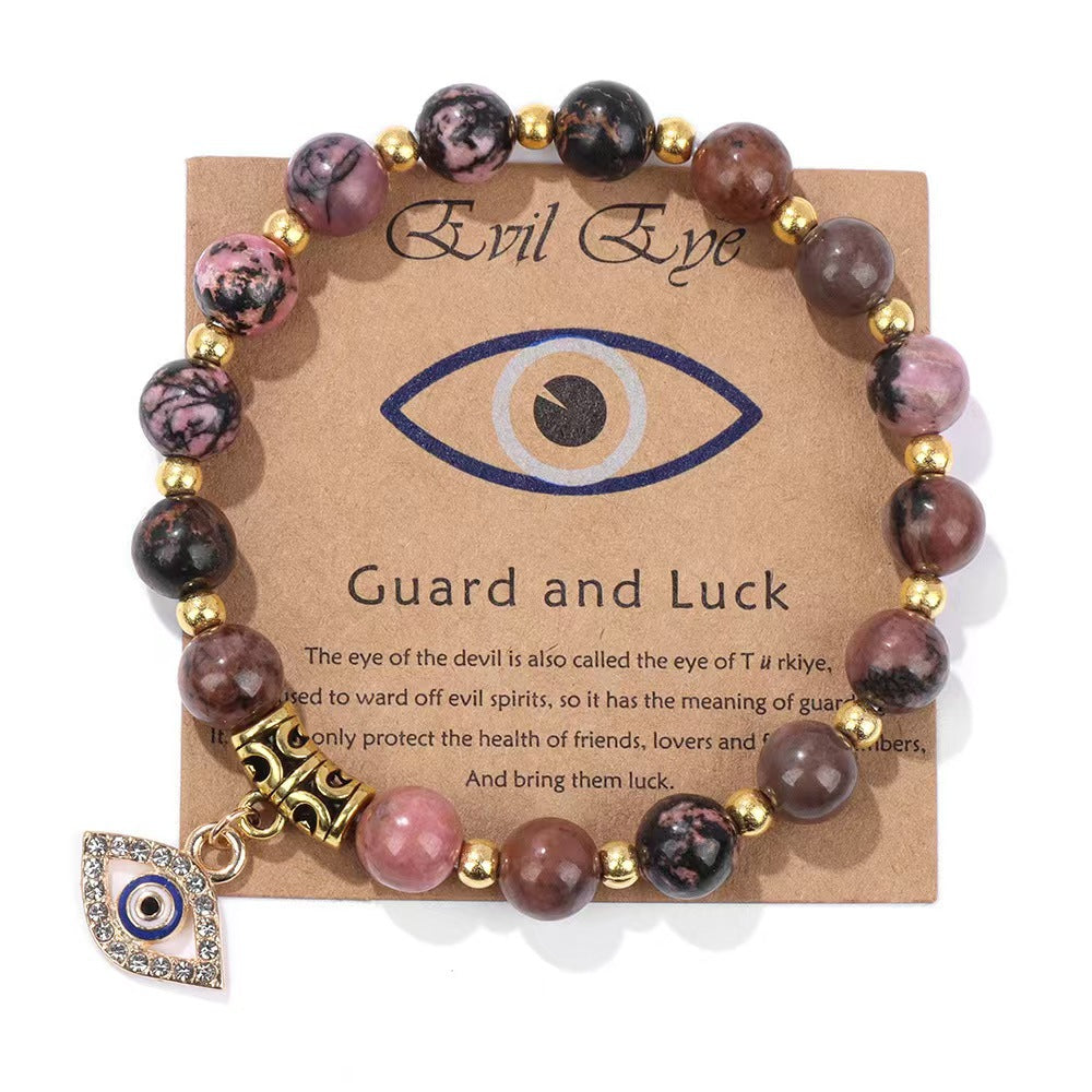 Minimalist Geometric Evil Eye Rhinestone Beaded Bracelet Unisex Yoga Energy Jewelry