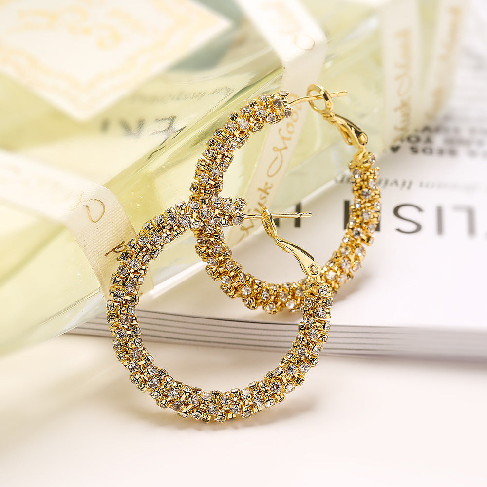 Orecchini Minimalisti Geometrici da Donna in Ottone Placcato Oro Vero e Zirconia Micro-Incastonata