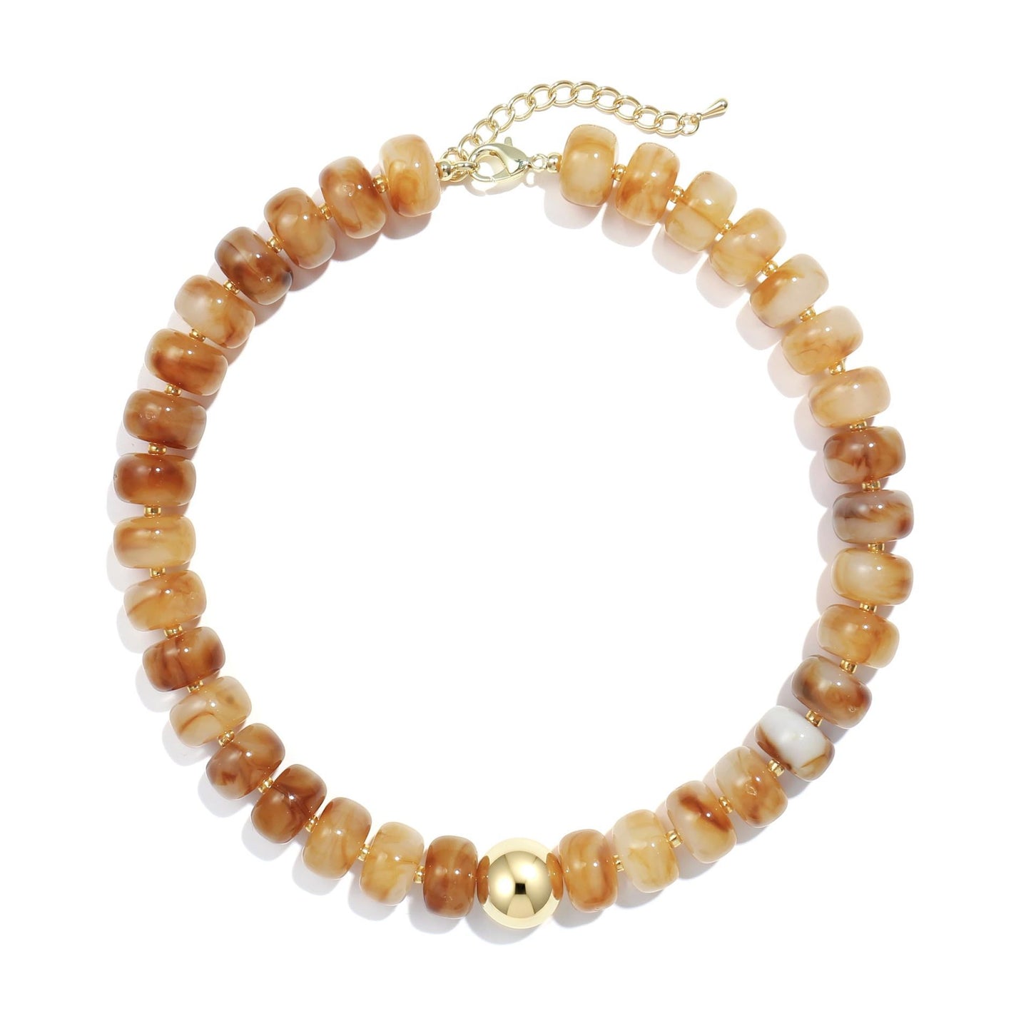 Colorful Geometric Round Acrylic Bead Necklace for Women
