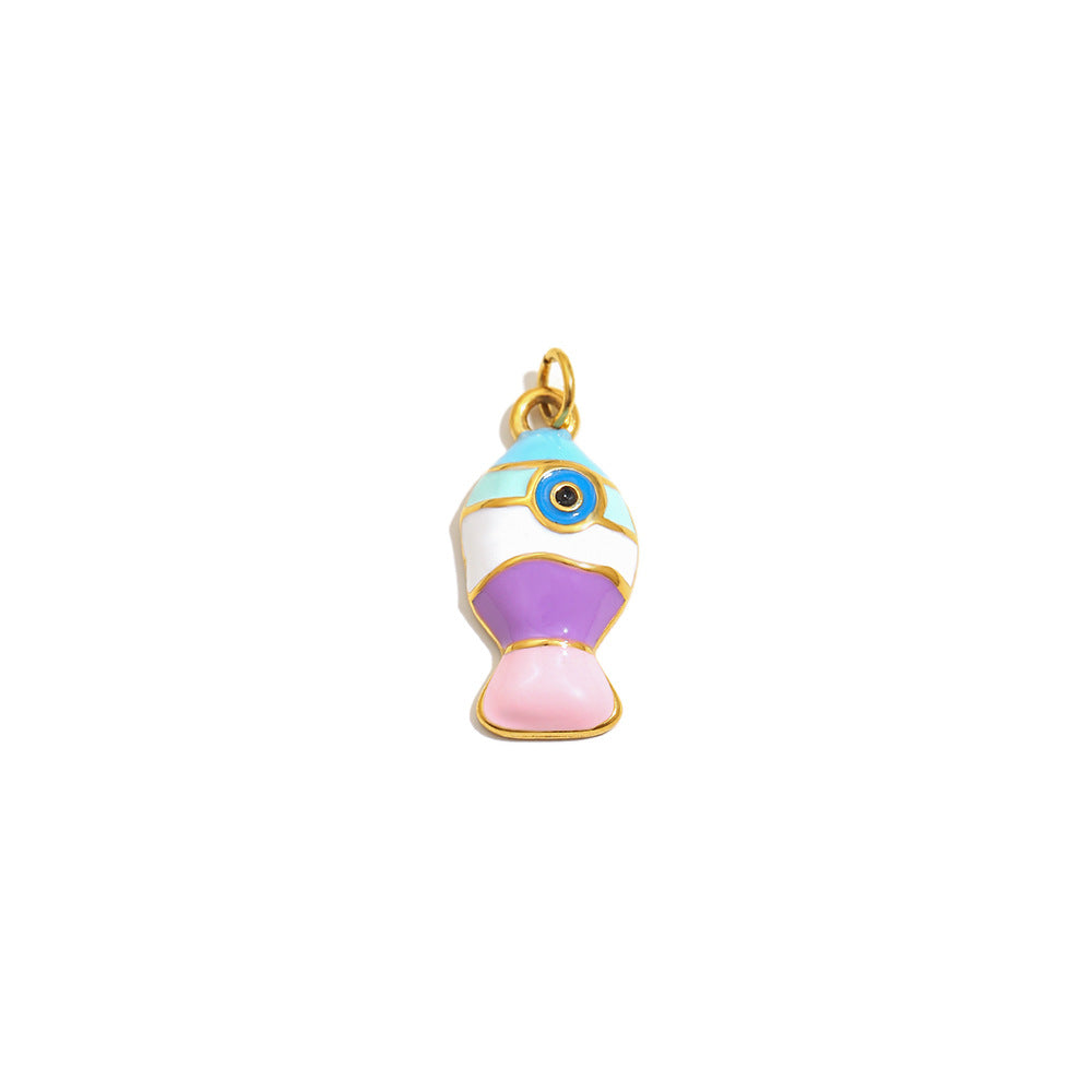 18K Gold Plated Drip Oil Animal Shape Stainless Steel Charm Bar