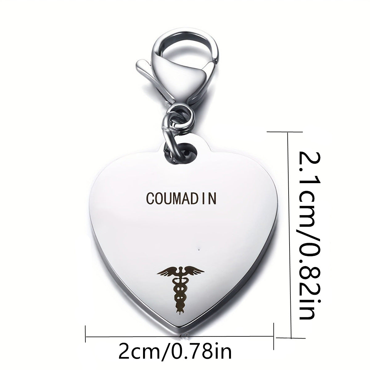 Colgante médico de identificación de acero inoxidable con forma de corazón minimalista para hombre con acabado chapado