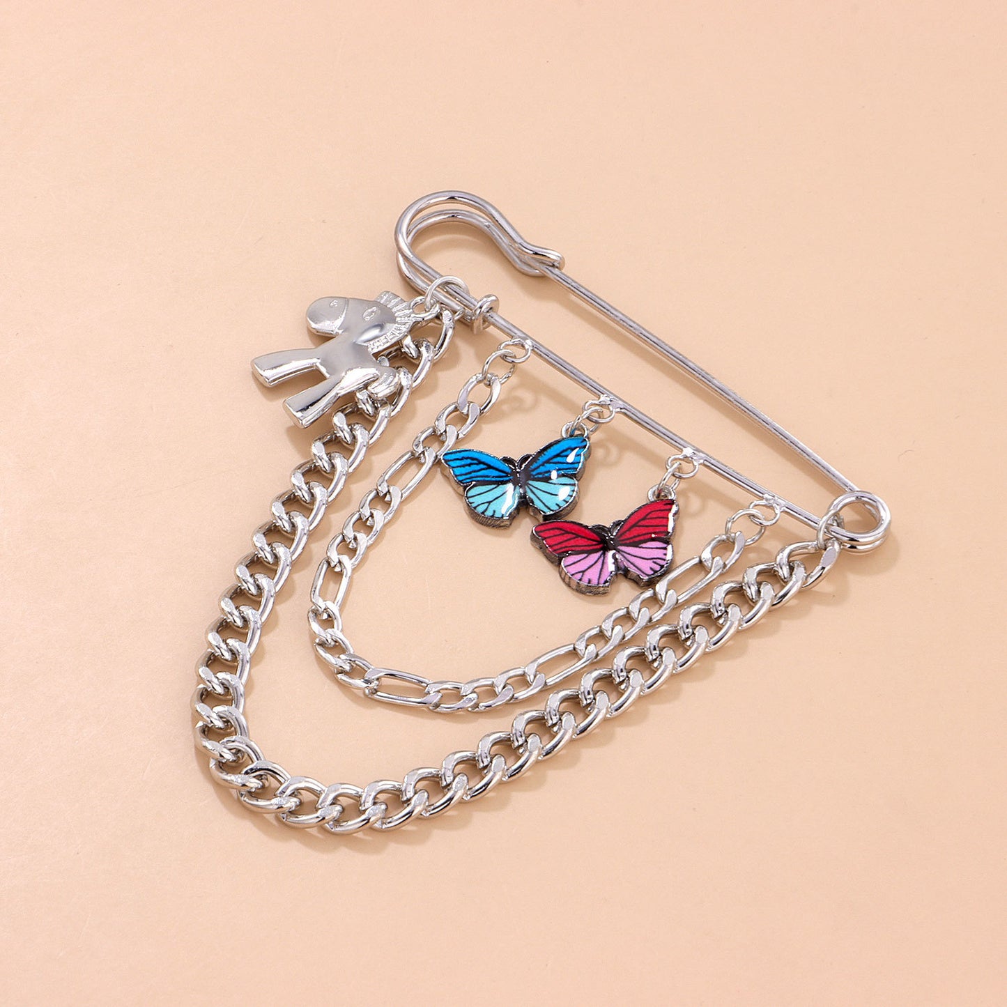 Colorful Enamel Butterfly Brooch for Women Vintage Hip-Hop Influencer Jewelry Accessory