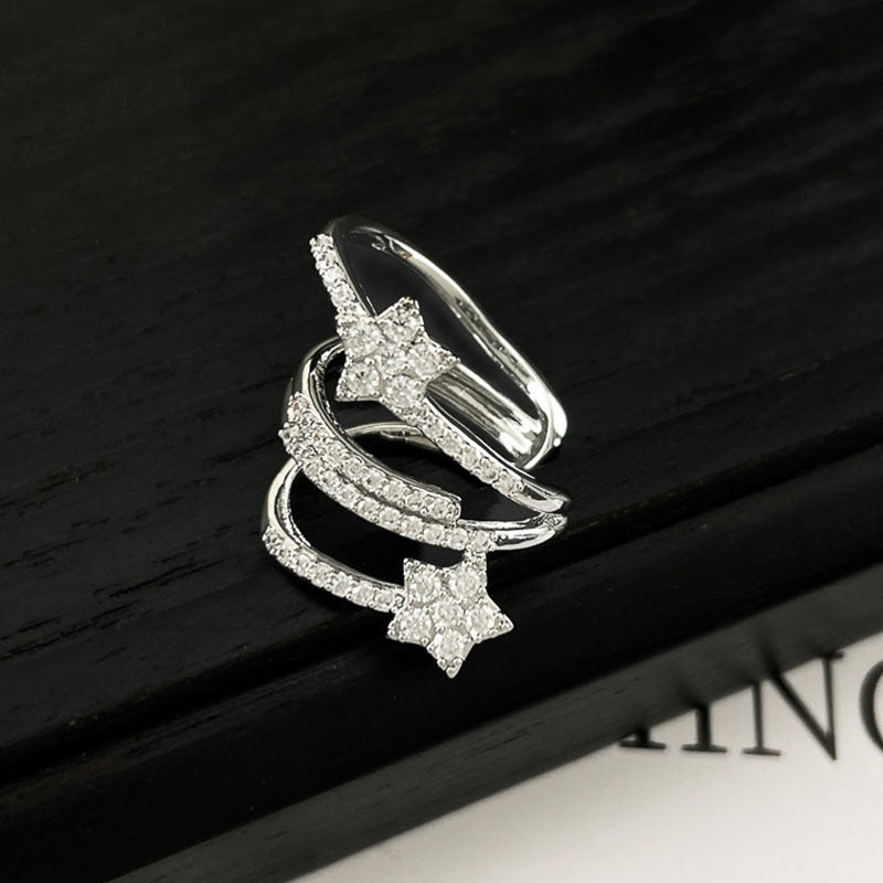 Orecchini a clip per donna a forma di stella minimalista, con zirconi incastonati e in rame, gioielli eleganti e leggeri di lusso