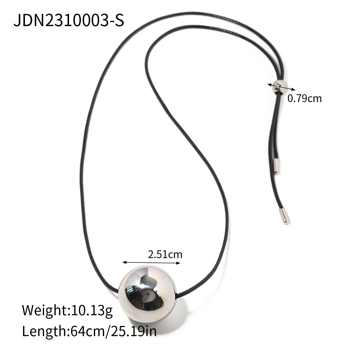 Collana pendente in acciaio inossidabile geometrica minimalista con cordino e ciondolo a sfera in acciaio al titanio placcato da donna