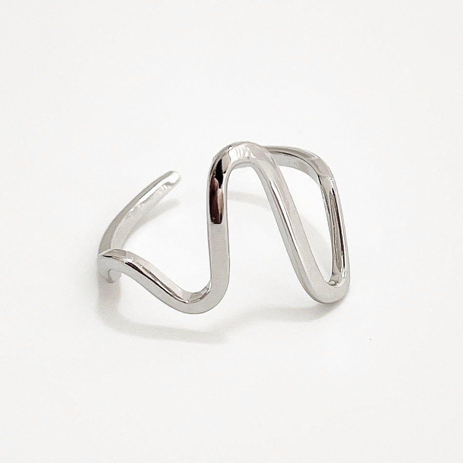925 Sterling Silver Geometric Polished Open Twisted Ring