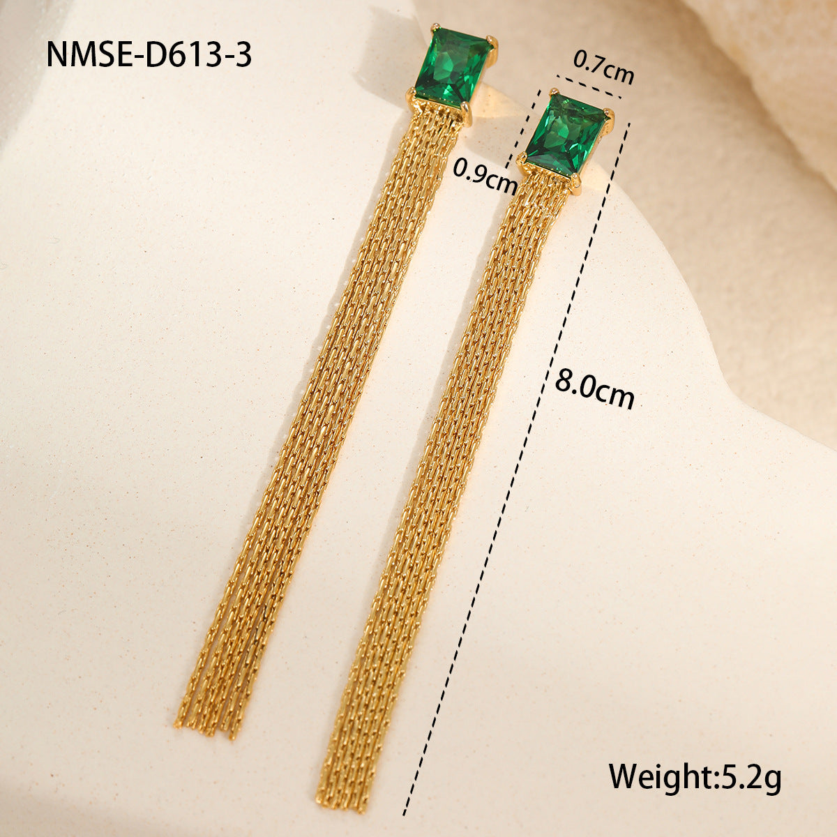 Minimalist Geometric Tassel Earrings with Zircon Inlay in Stainless Steel for Women