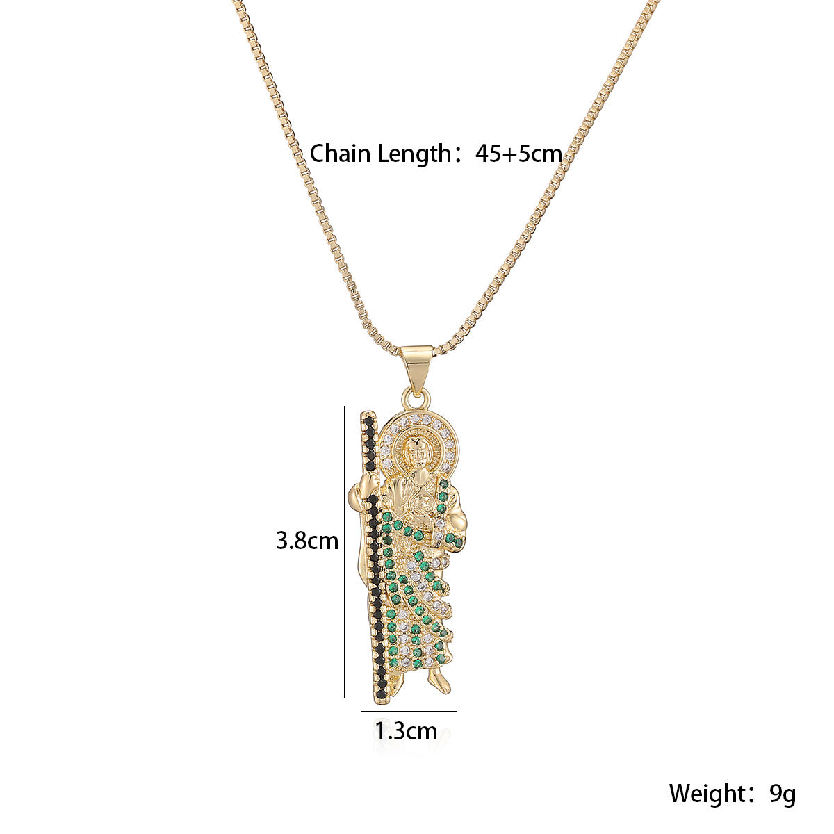 Minimalist 18K Gold Plated Brass Geometric Cubic Zirconia Inlay Pendant Necklace for Women