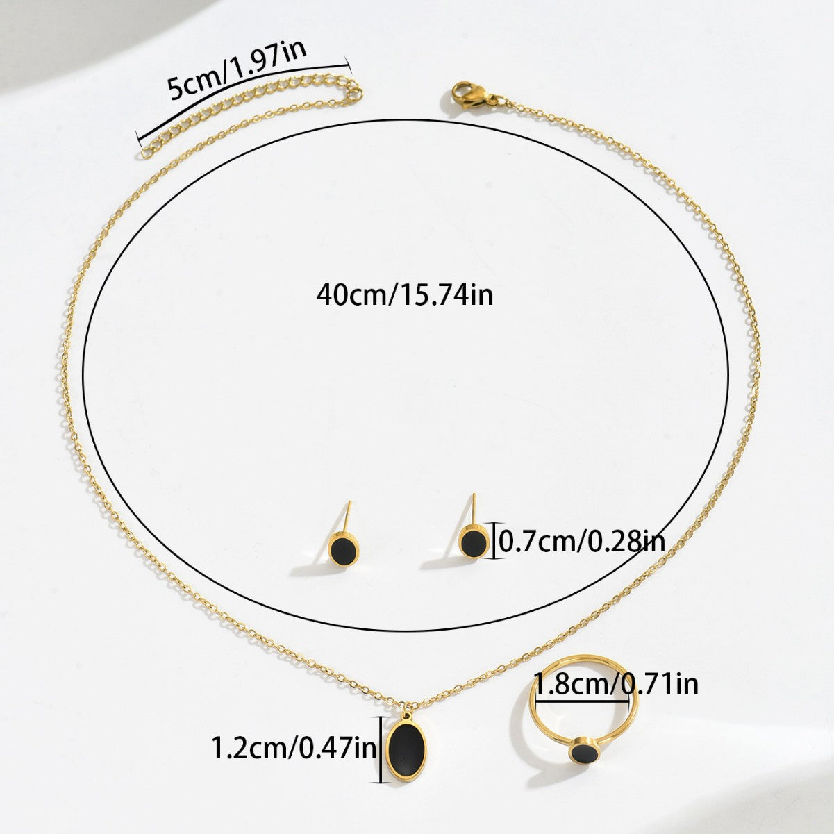 Geometric Style Copper Pendant Necklace Set with Earrings and Bracelet for Women Featuring Micro-Pave Setting and Round Design
