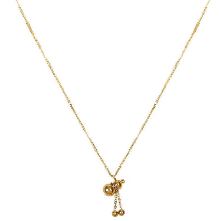 Collana O-Chain Unisex Minimalista con Ciondolo a Zucca Geometrico in Acciaio al Titanio Placcato Oro 18K