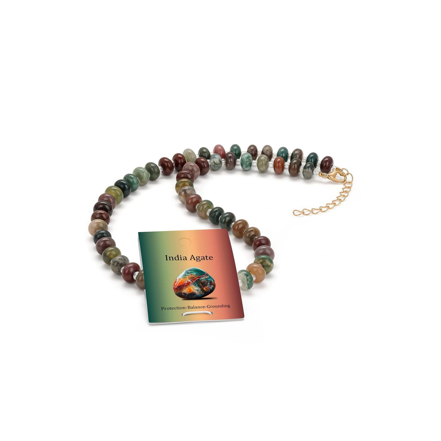 Elegant Geometric Agate Beaded Necklace Polished Natural Stone Women's Jewelry