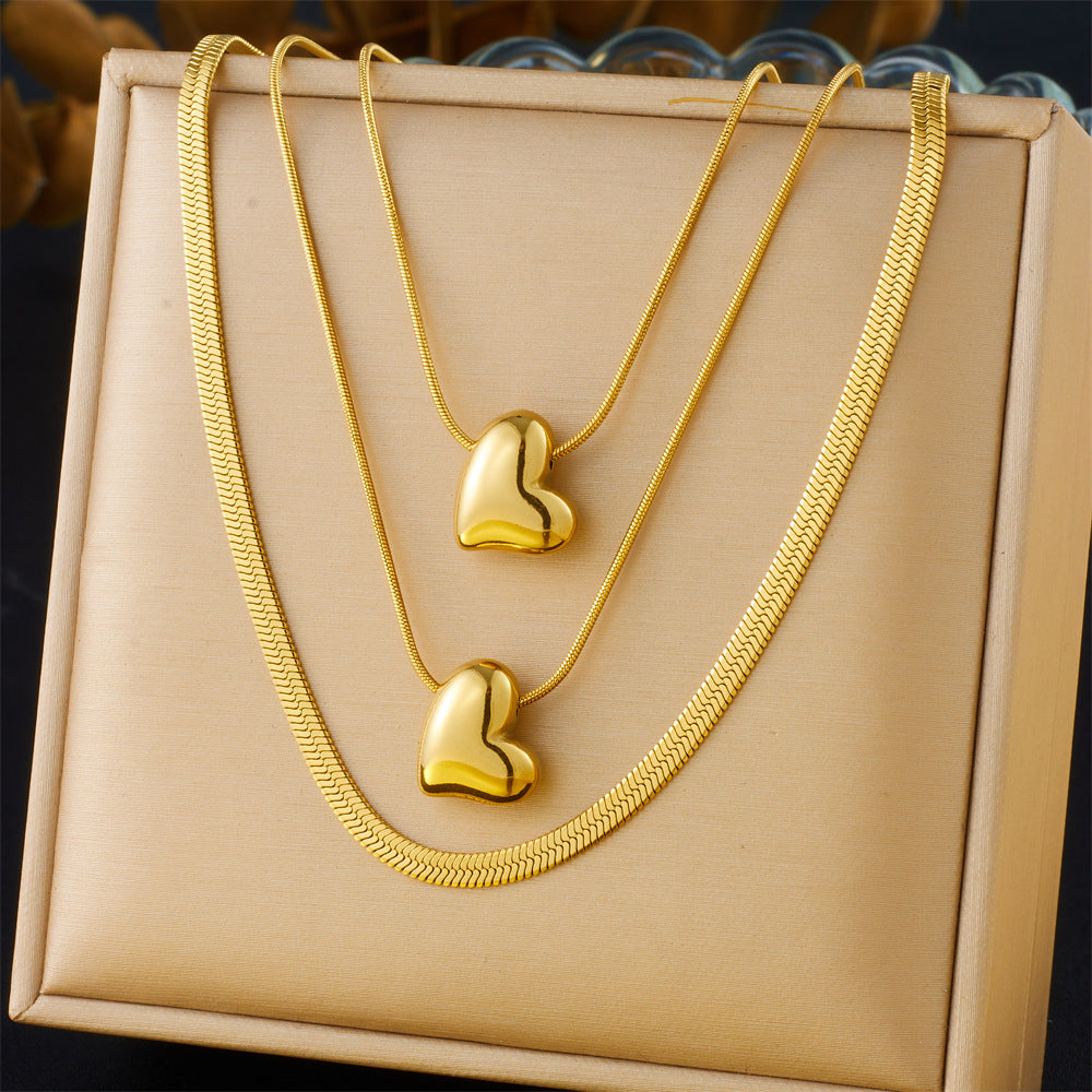 Minimalist Gold Plated Heart Stainless Steel Necklace for Women