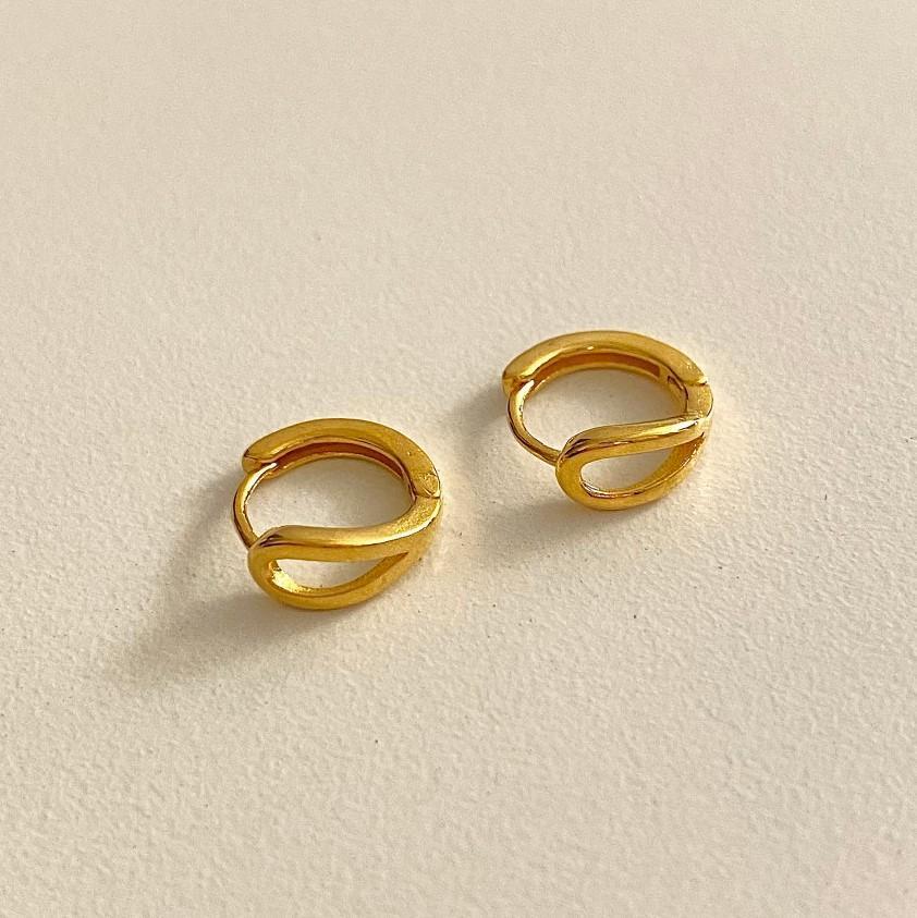 Minimalist Letter-Shaped 925 Sterling Silver Stud Earrings with Plated Finish for Women