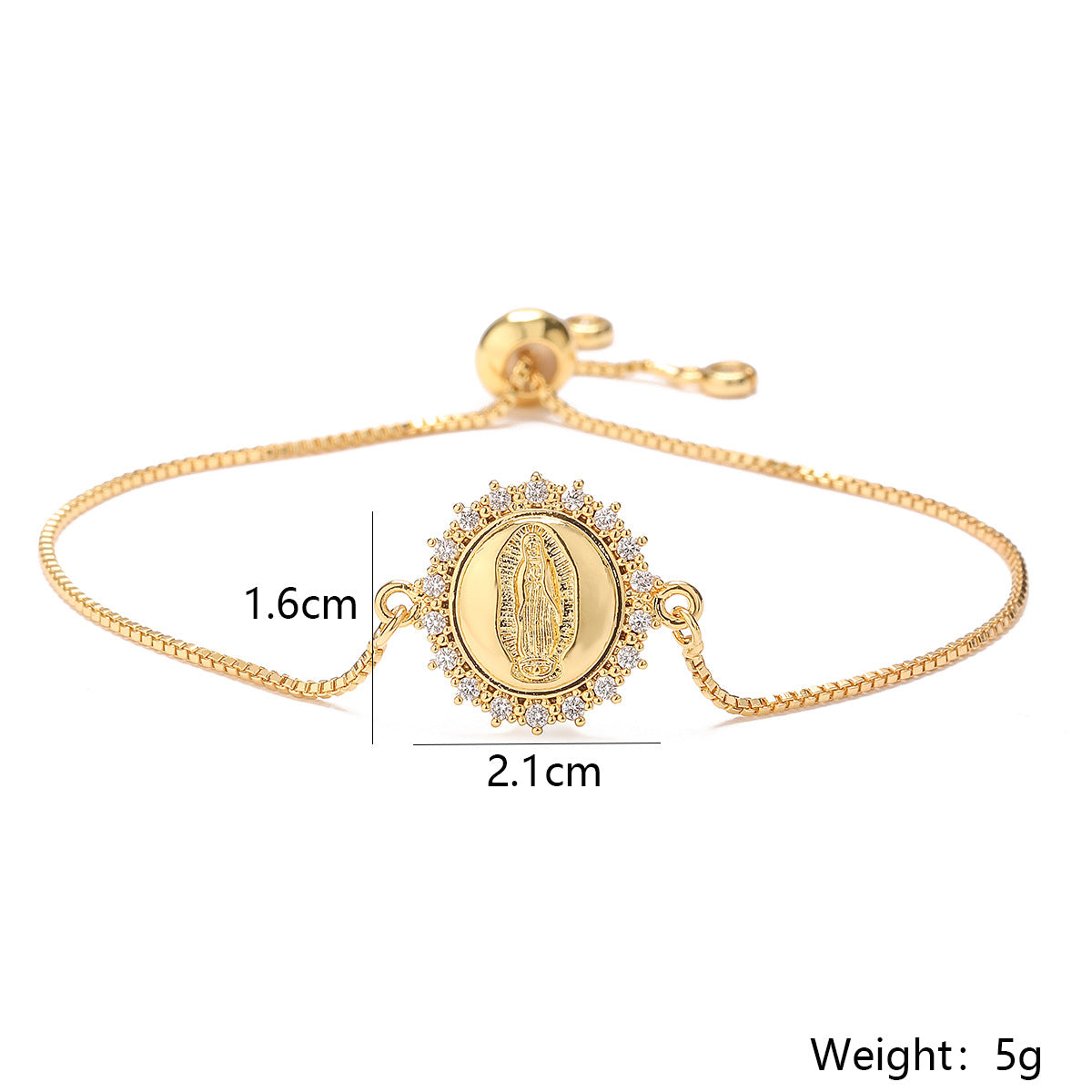 Minimalist Geometric Copper Bracelet with Real Gold Plating and Zircon Inlay for Women