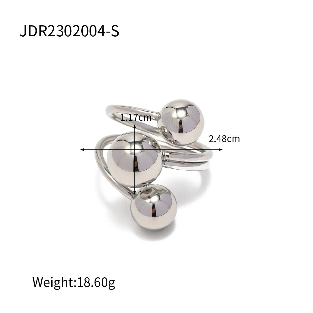 Anello da donna minimalista geometrico in acciaio inossidabile con finitura placcata
