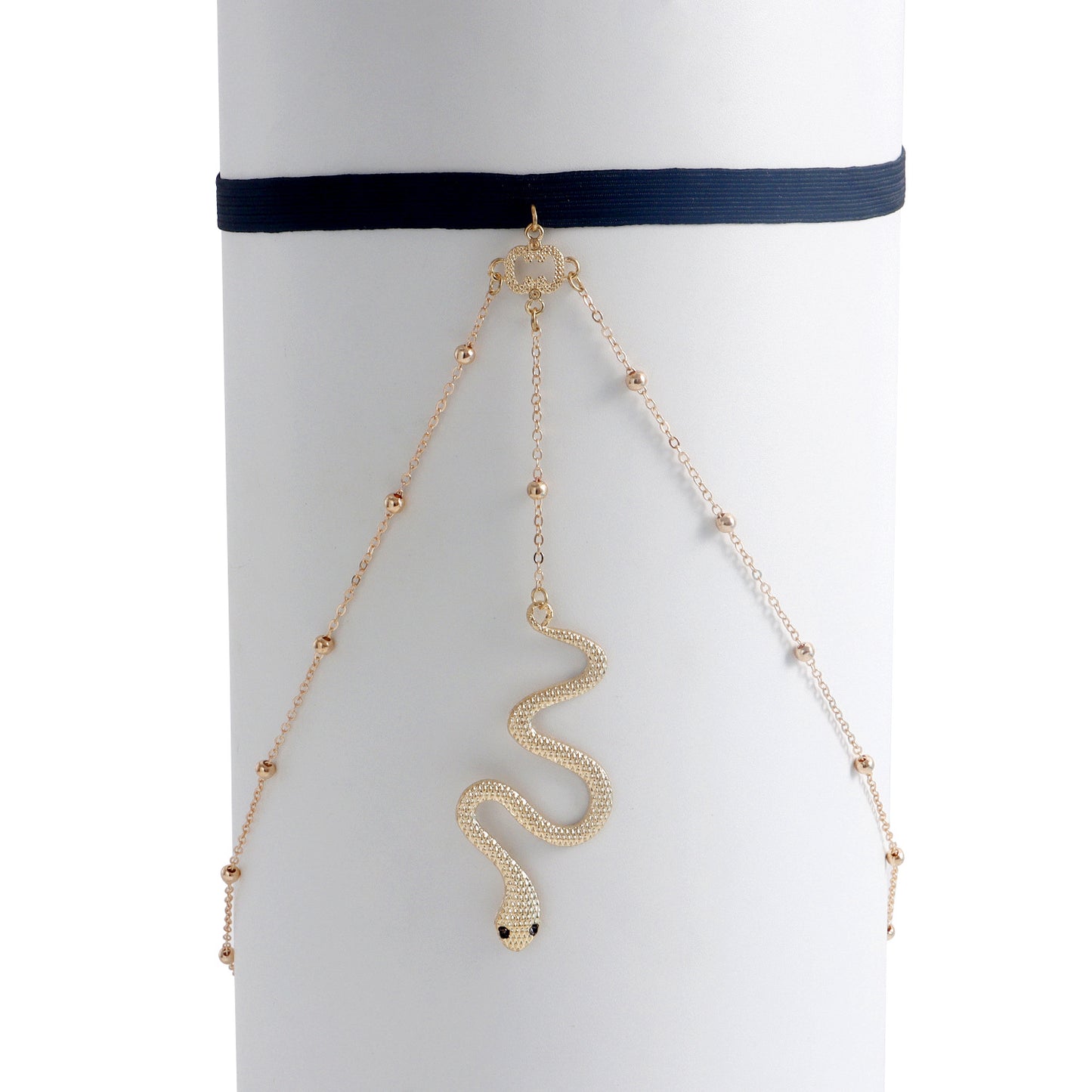 Punk Style Snake Pendant Elastic Beaded Thigh Chain for Women