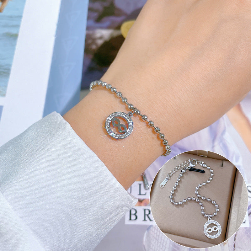Zodiac Luxury Titanium Steel Gold Plated Bracelet with Cubic Zirconia for Unisex