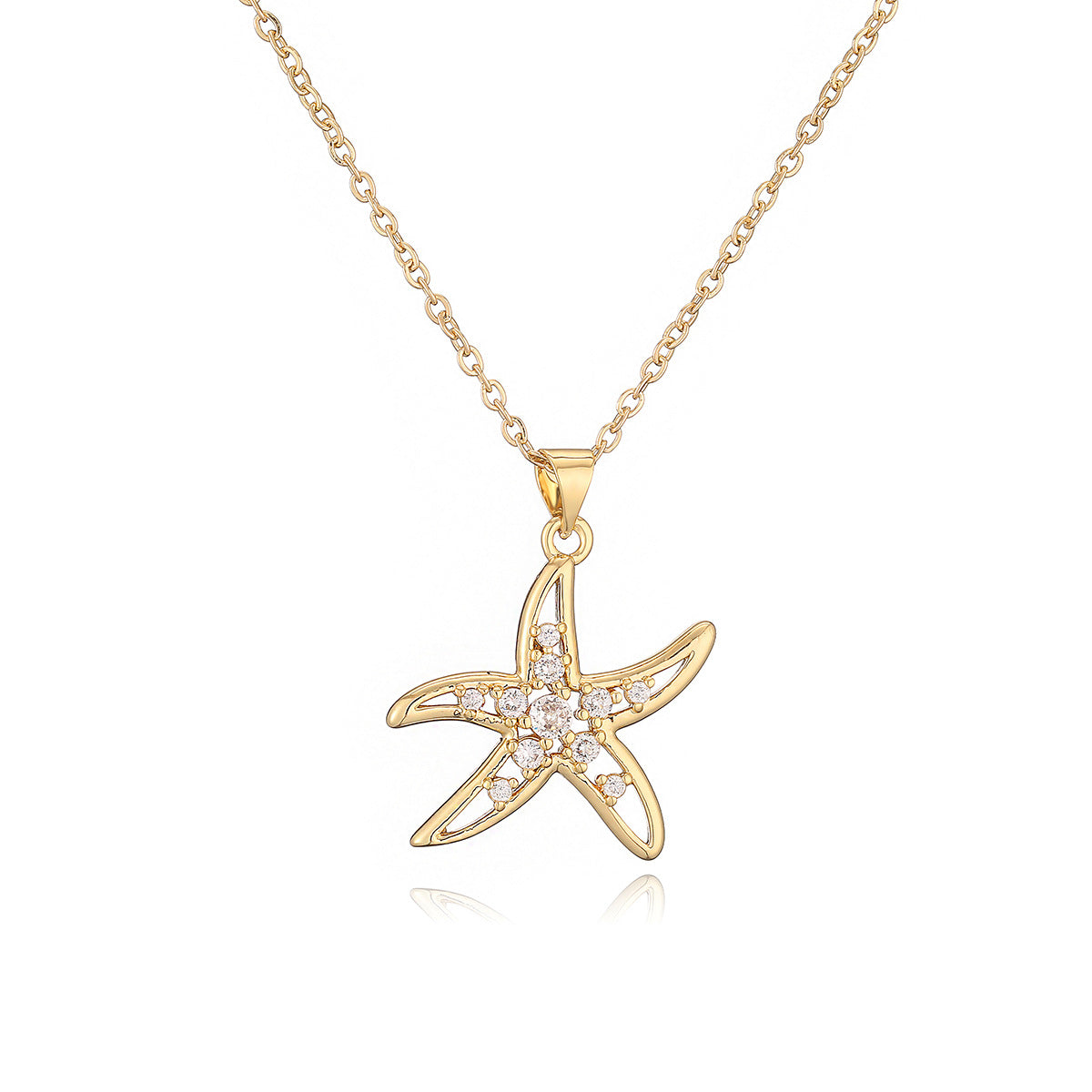 Minimalist Starfish and Turtle Pendant Necklace for Women with Copper Chain in Geometric Shape and Irregular Design