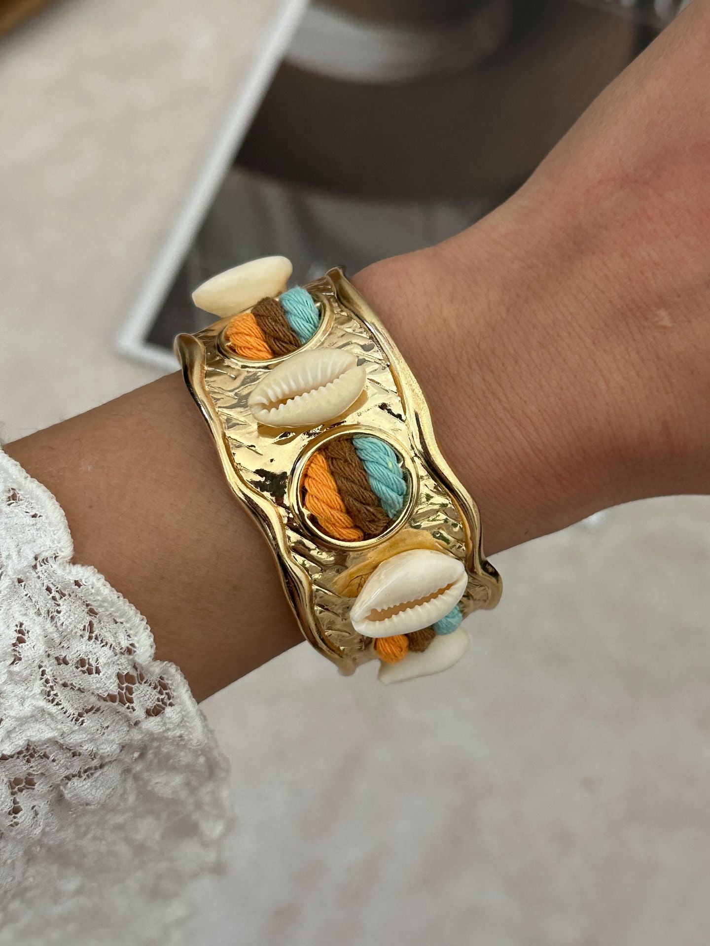 Vacation Style Geometric Starfish Plated Alloy Bracelet for Women