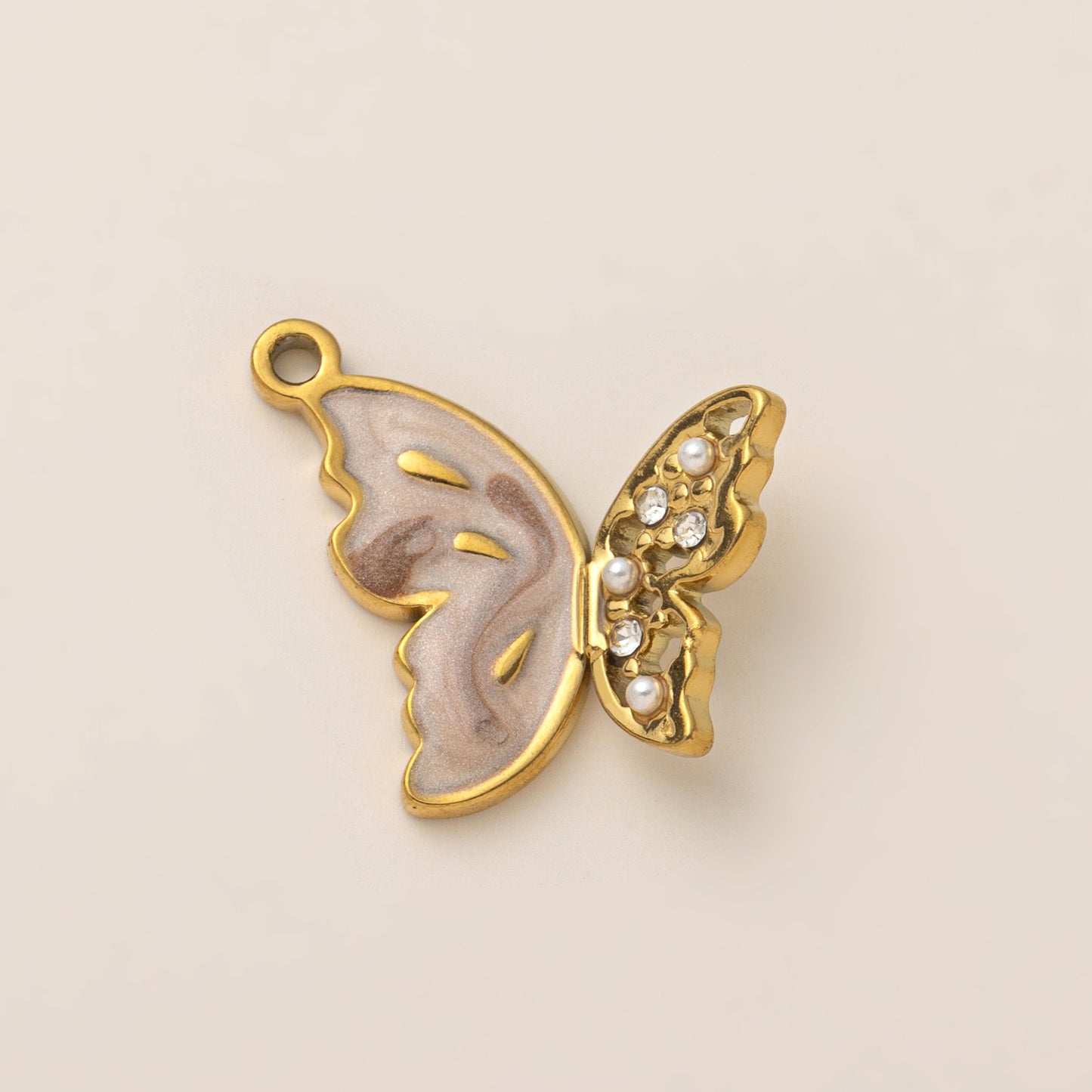 Vintage PVD 18K Gold Plated Stainless Steel Butterfly Geometric Charm Bar