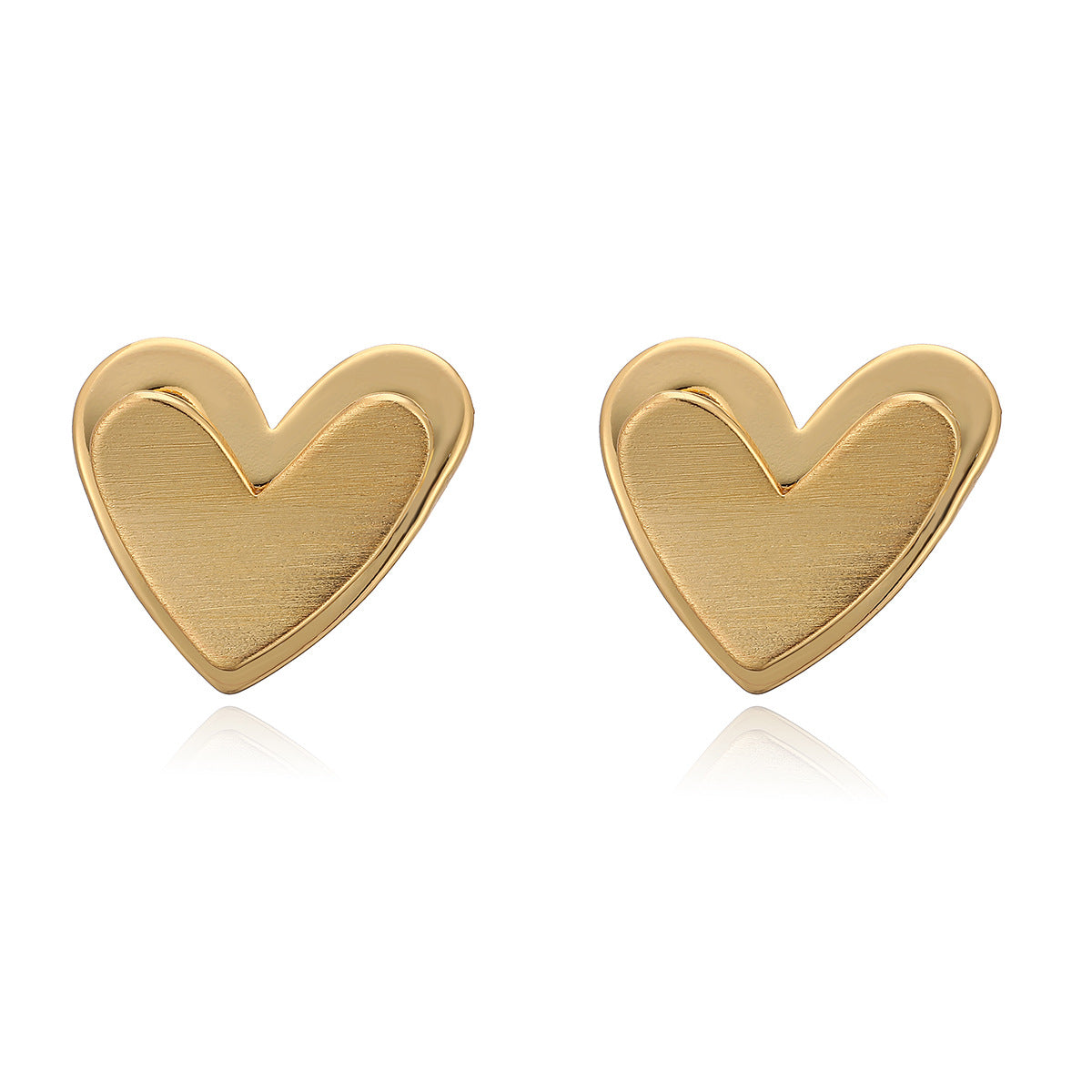 Minimalist Luxury 18K Gold Plated Brushed Brass Heart Earrings for Women