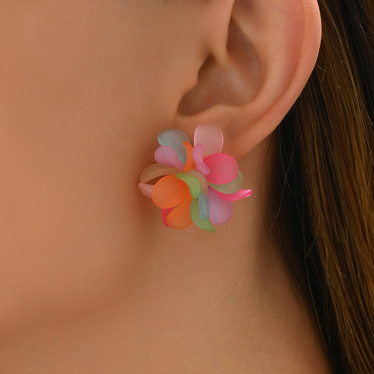 Pendientes acrílicos florales minimalistas para mujer con forma geométrica, cierres de aleación de zinc y postes de acero inoxidable, diseño dulce inspirado en el bosque