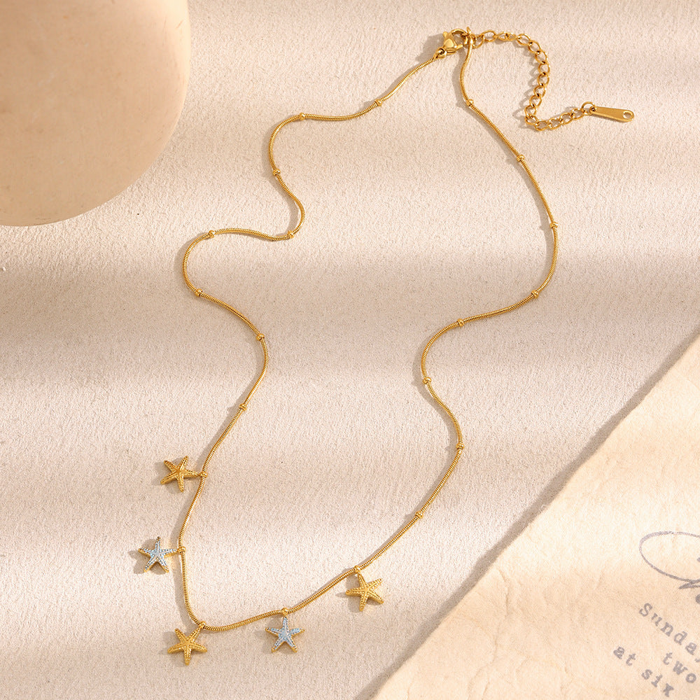 Collana con Pendente a Stella in Acciaio Inossidabile alla Moda con Placcatura in Oro 18K da Donna