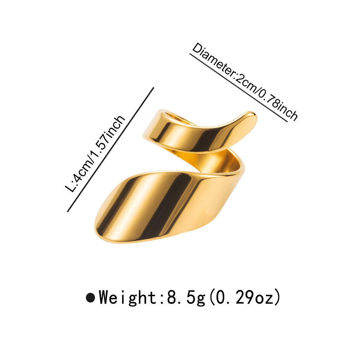 Irregular Geometric Stainless Steel Ring with Plating Finish for Women, Fashionable Office Wear Statement Jewelry