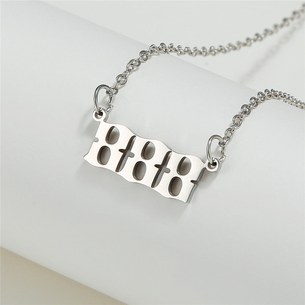 Number Stainless Steel Plated Alloy Pendant Box Chain Necklace