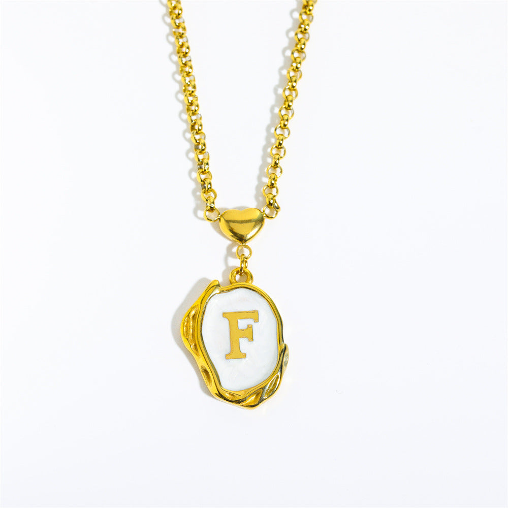 Collana Minimalista in Acciaio Inossidabile a Forma di Lettera con Placcatura in Oro 18K e Catena a O per Uomo e Donna