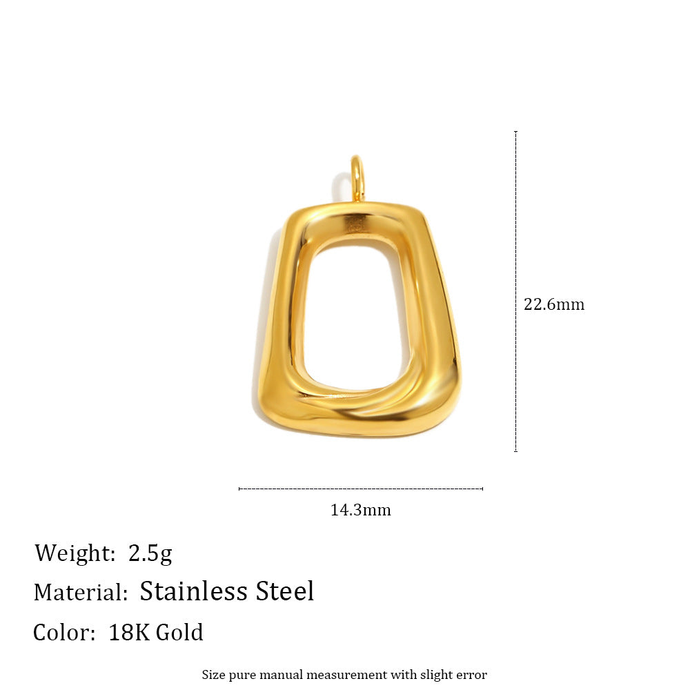 Charm de barra minimalista redondo geométrico hueco trenzado de acero inoxidable con chapado en oro PVD de 18 quilates
