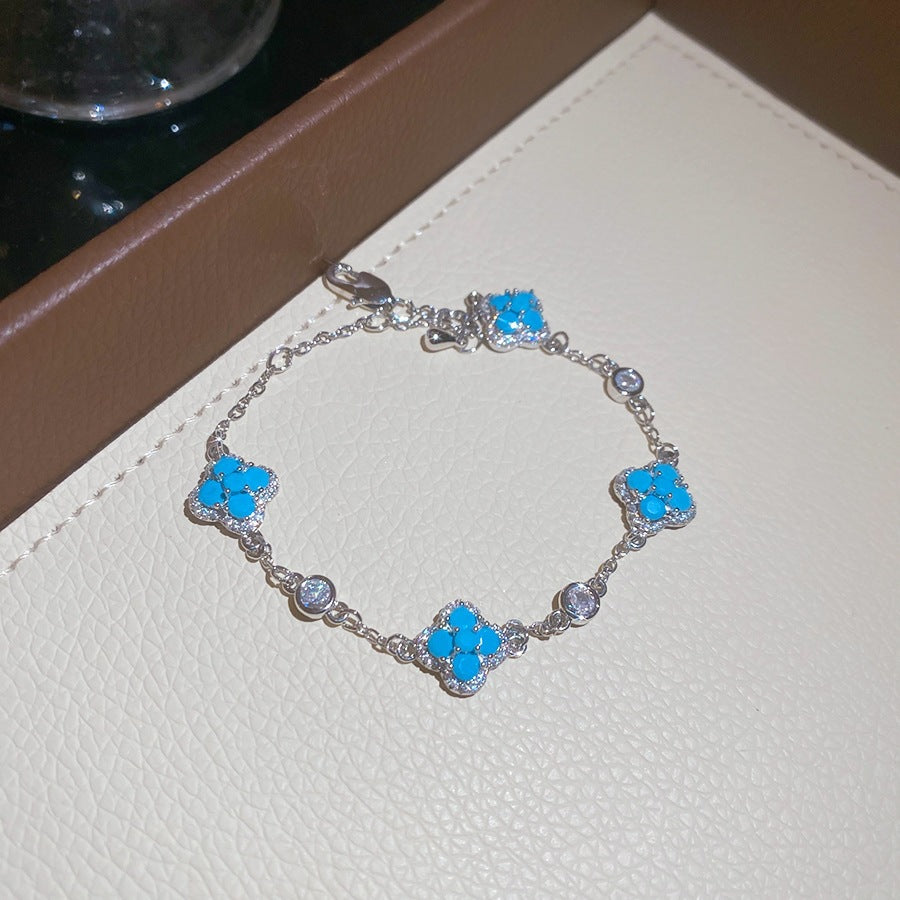 Luxury Elegant Brass Plated Crystal Cubic Zirconia Beaded Bracelet for Women