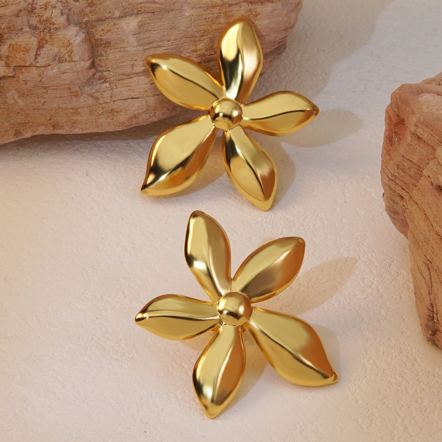 Sweet Elegant Floral Plated Stainless Steel Earrings for Women