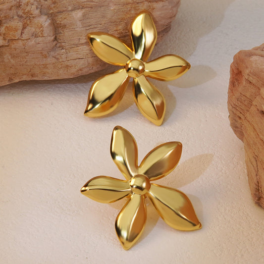 Pendientes de acero inoxidable bañados, florales, dulces y elegantes para mujer