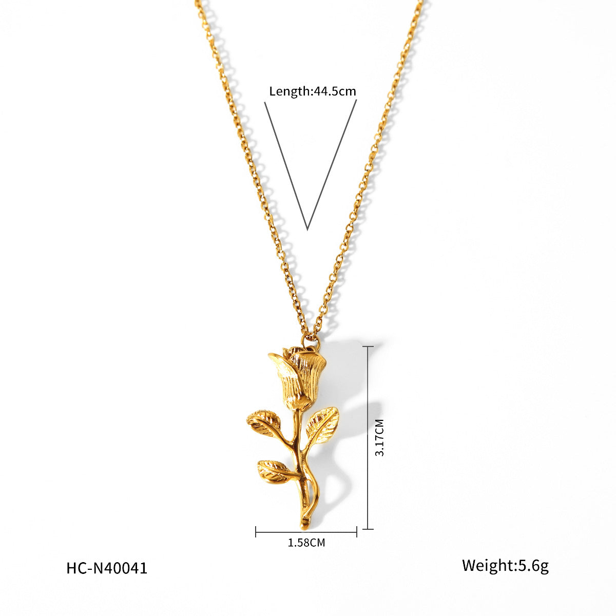 Elegante Collana Pendente a Rosa per Donna in Acciaio Inossidabile con Finitura Placcata, Design Floreale e Geometrico