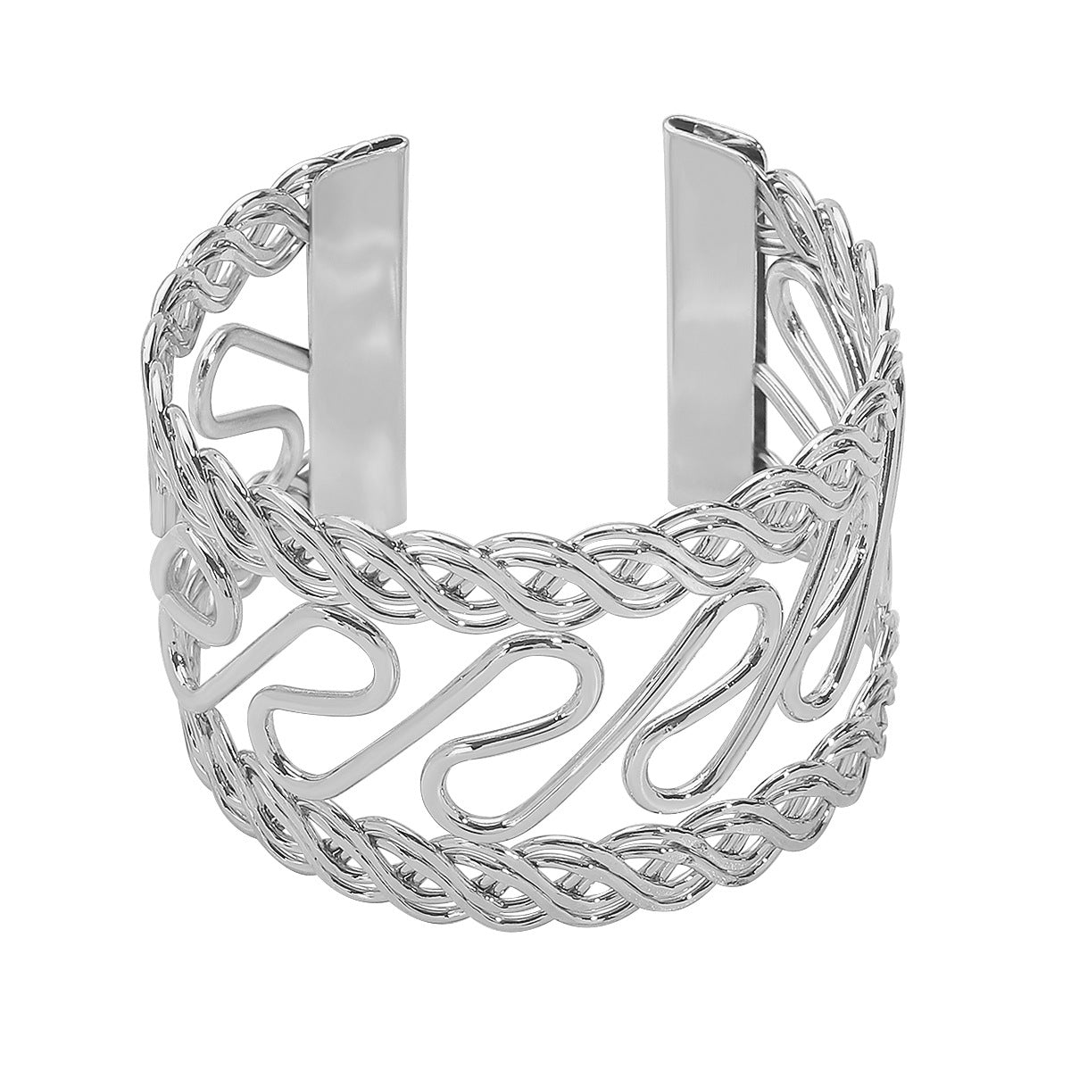 Pulsera geométrica hueca de metal para mujer con acabado chapado, joyería minimalista de moda y única