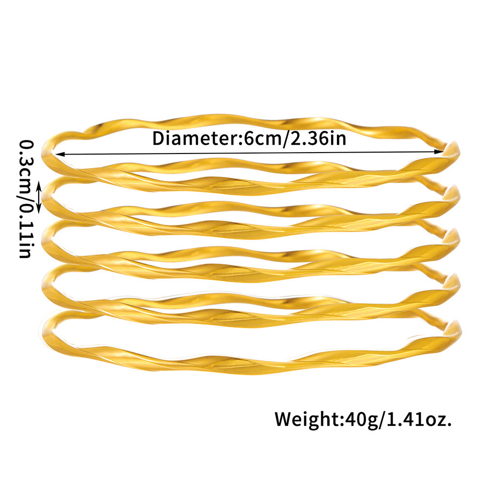 Minimalist Gold Plated Iron Geometric Round Bangle Set for Women