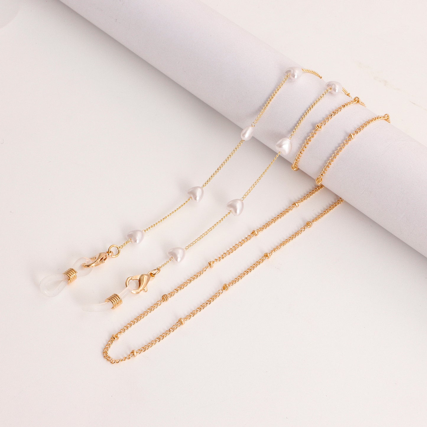 Evil Eye Imitation Pearl Alloy Mask Chain and Eyeglass Chain