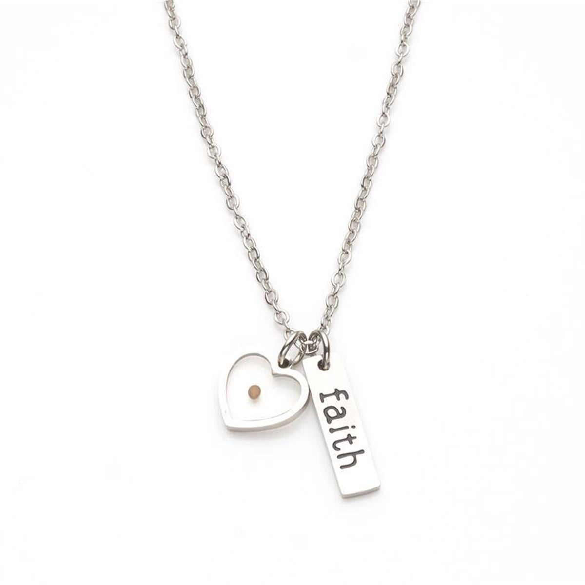 Minimalist Faith-Inspired Teardrop-Shaped Stainless Steel Pendant Necklace with Engraved Custom Text, Polished Finish
