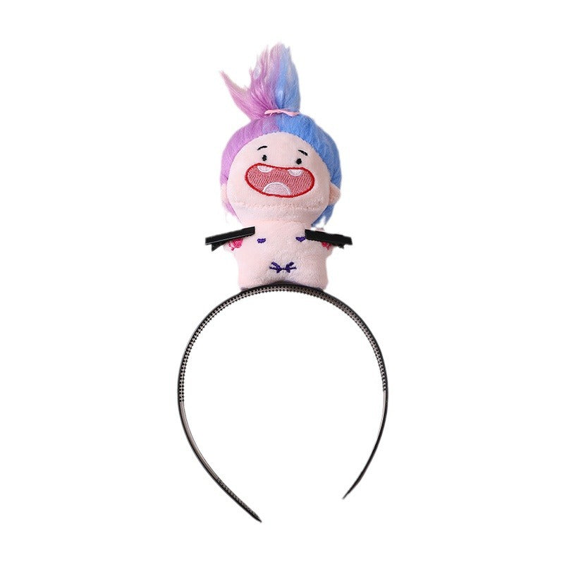 Fascia per capelli per bambini a forma di topo da cartone animato, in tessuto con rivestimento in resina e bordo in pizzo