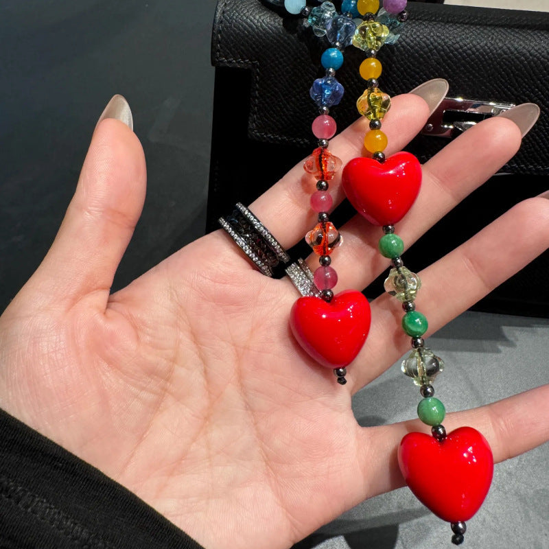 Red Heart Acrylic Pendant Charm Plated Finish