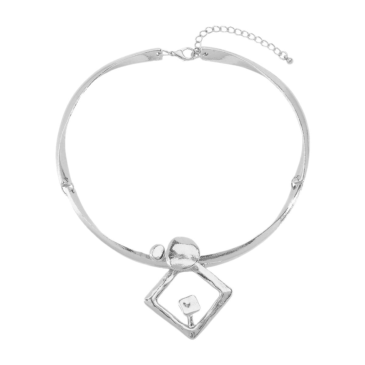 Collana girocollo geometrica punk da donna in lega di zinco con finitura galvanica