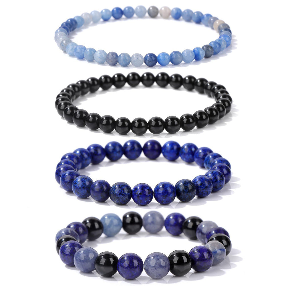 Geometric Natural Stone Beaded Bracelet Set Unisex Handmade Jewelry