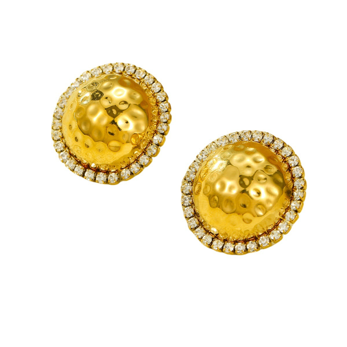 Pendientes de mujer de acero inoxidable con formas geométricas, baño de oro de 18K y incrustaciones de diamantes de imitación