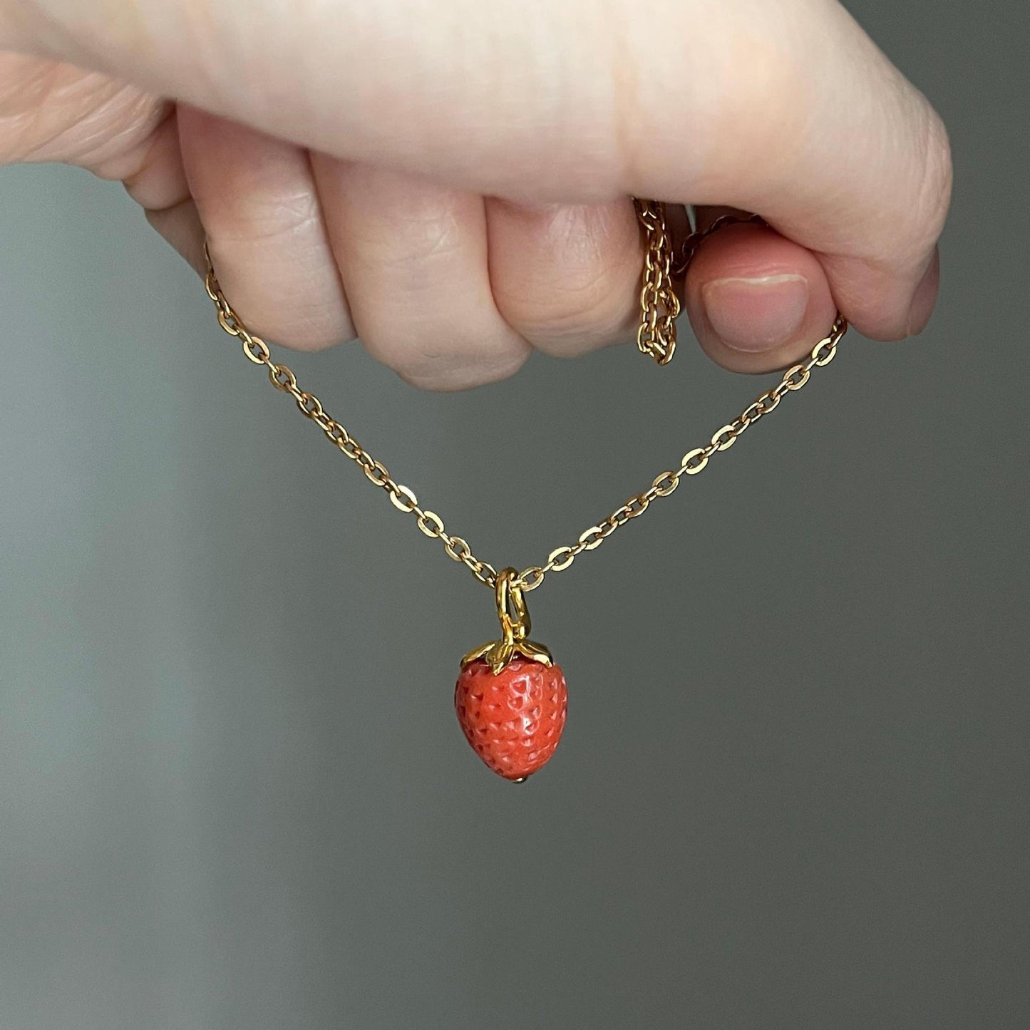 Sweet Fruit Charm Bar Titanium Steel Plated Necklace for Women