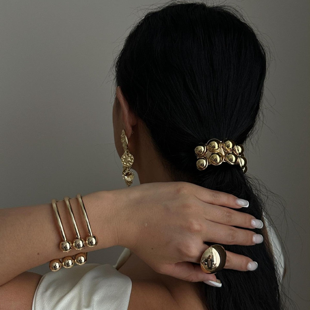 Fashion Gold Plated Alloy Round Geometric Hair Ring Set