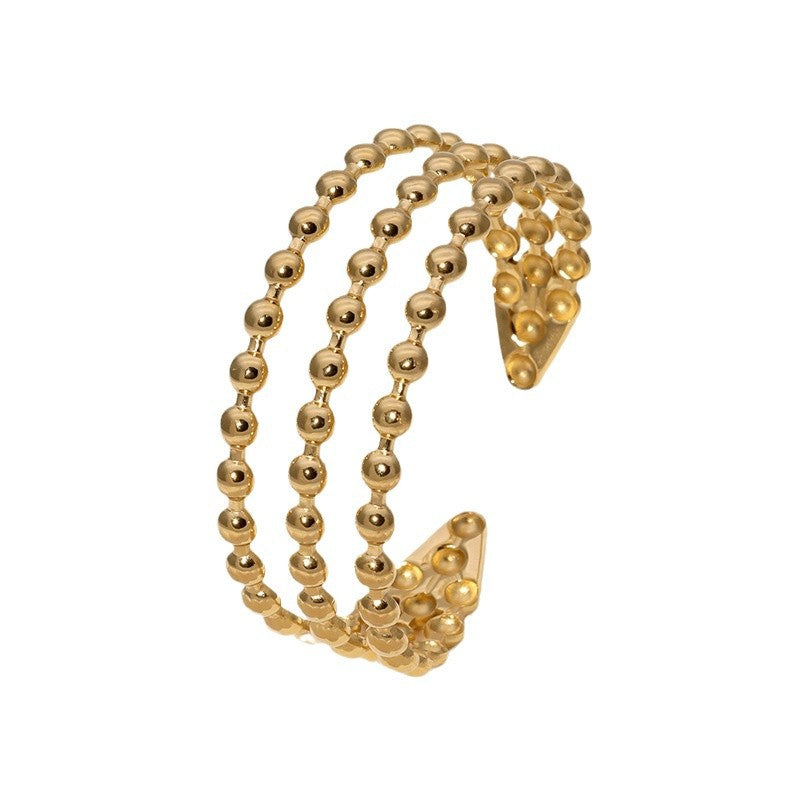 Bracciale da donna in acciaio inossidabile a linea geometrica minimalista con finitura placcata