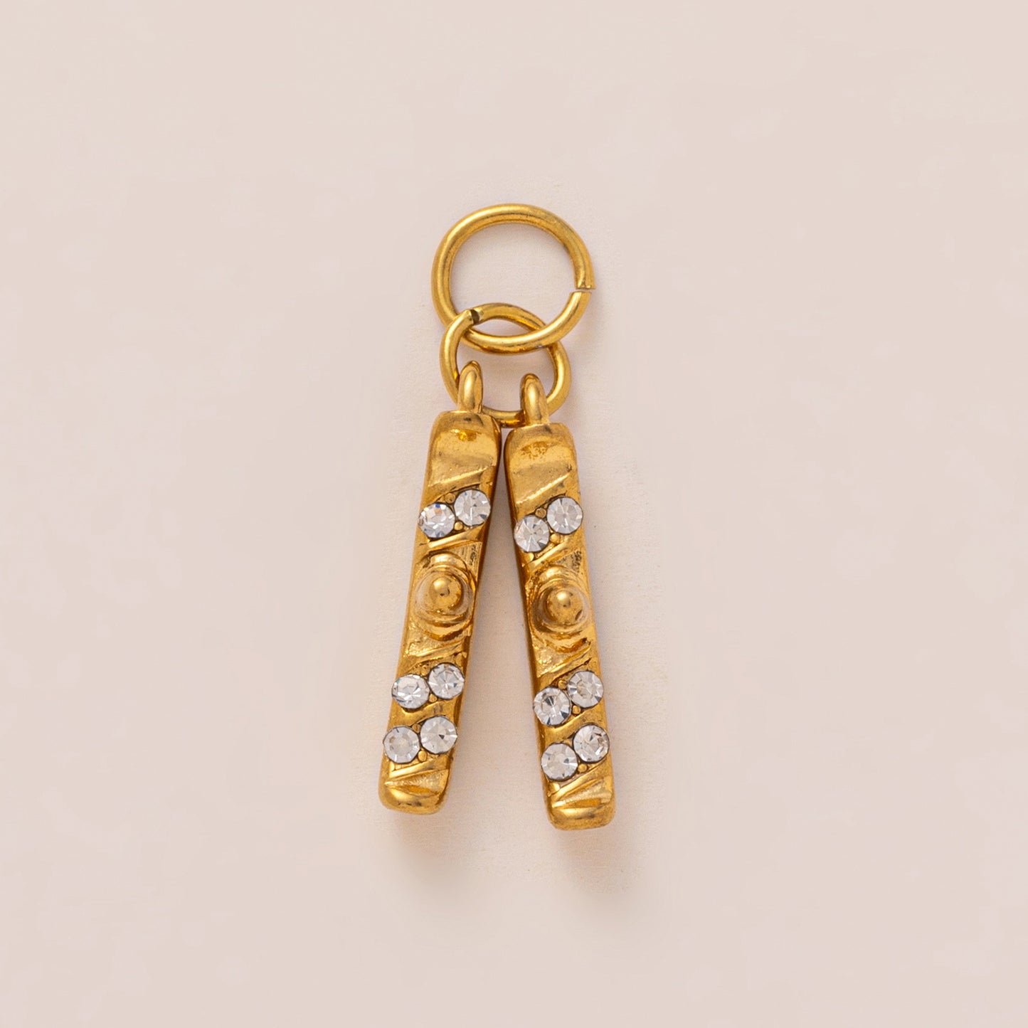 Vintage 18K Gold Plated Stainless Steel Round Pumpkin Charm Bar